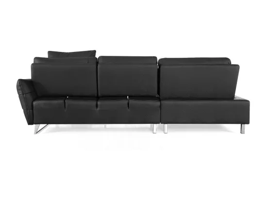 Canapé d'angle en cuir ELENA Noir - Angle Gauche