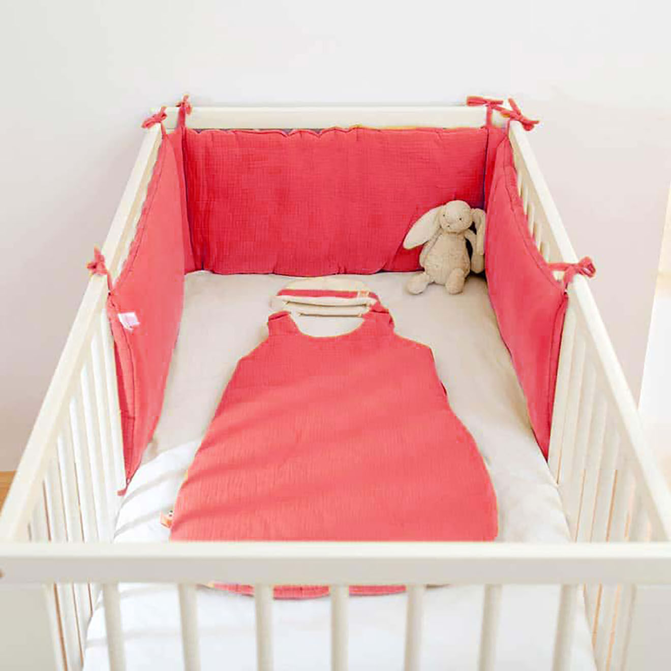 Papate Tour de Lit en Coton Bio fraise - 30x190 cm