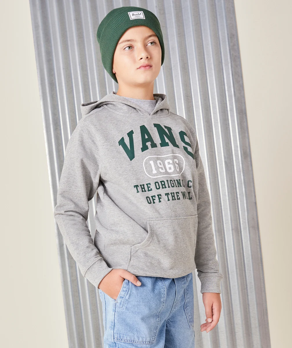 VANSSWEAT À CAPUCHE THE ORIGINAL GRIS AVEC LOGO VERT ET BLANC
