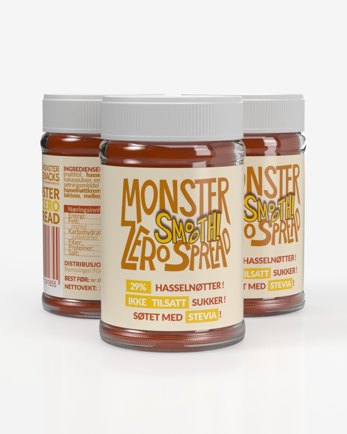 Monster - Smooth Sjokoladepålegg 3x380g