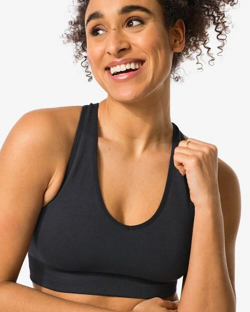 haut de sport sans coutures - support moyen noir
