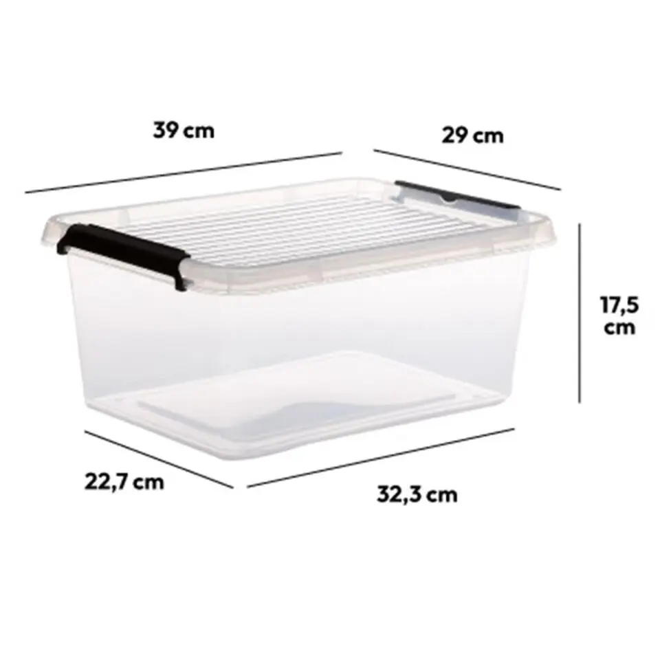5Five Opbergkist met deksel - Clip Box - 12,5L - 39x29x17 cm