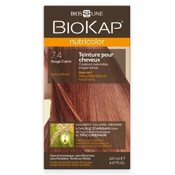Biokap Nutricolor Tinta para Cabelo 7.4 Vermelho Cobre 140ml