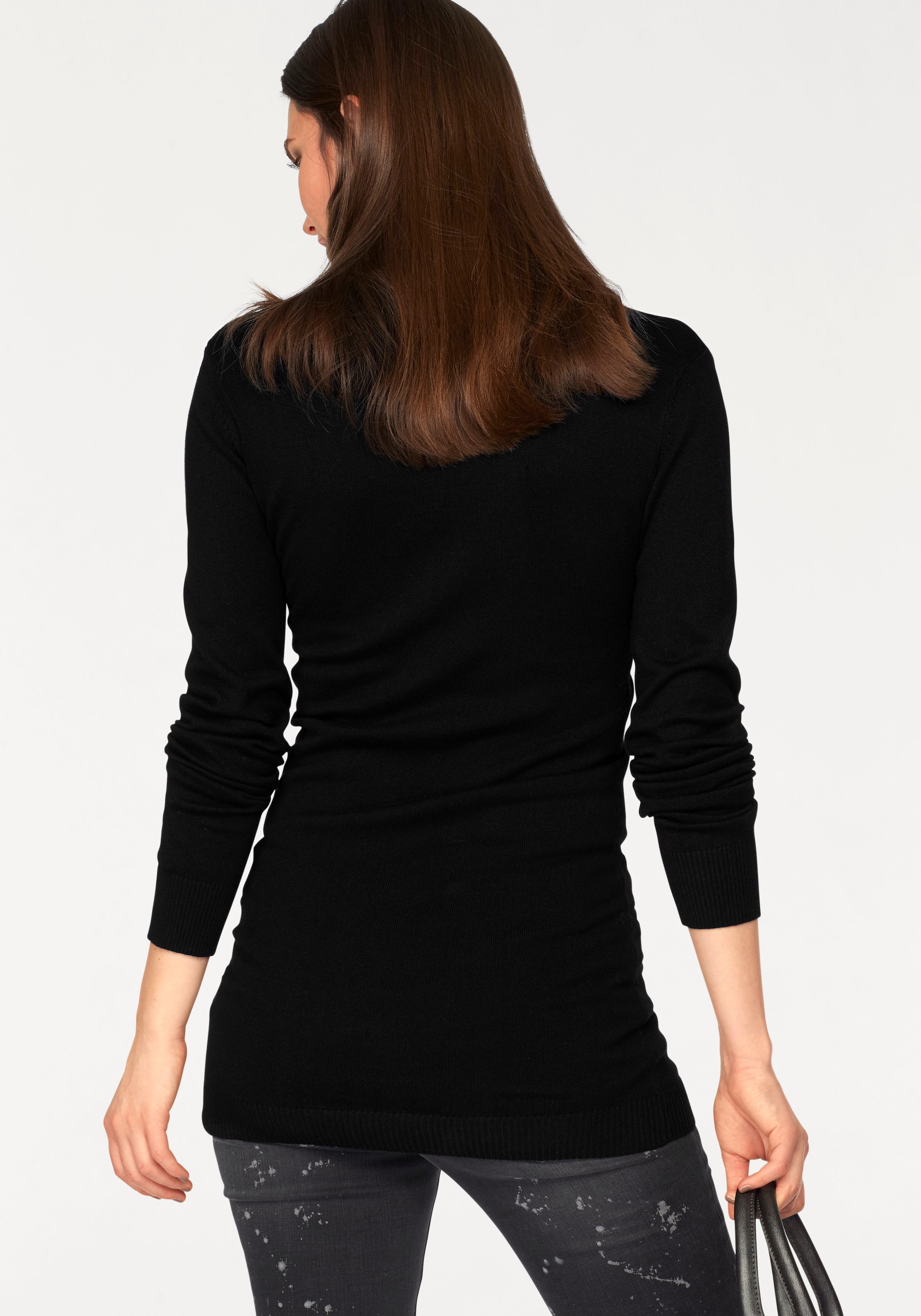 Laura Scott Rollkragenpullover , Feinstrick in figurbetonter Longform