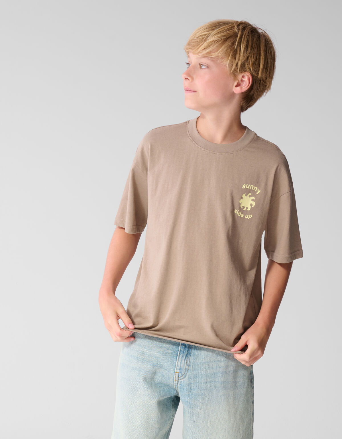 Sunny Side Artwork T-shirt Taupe