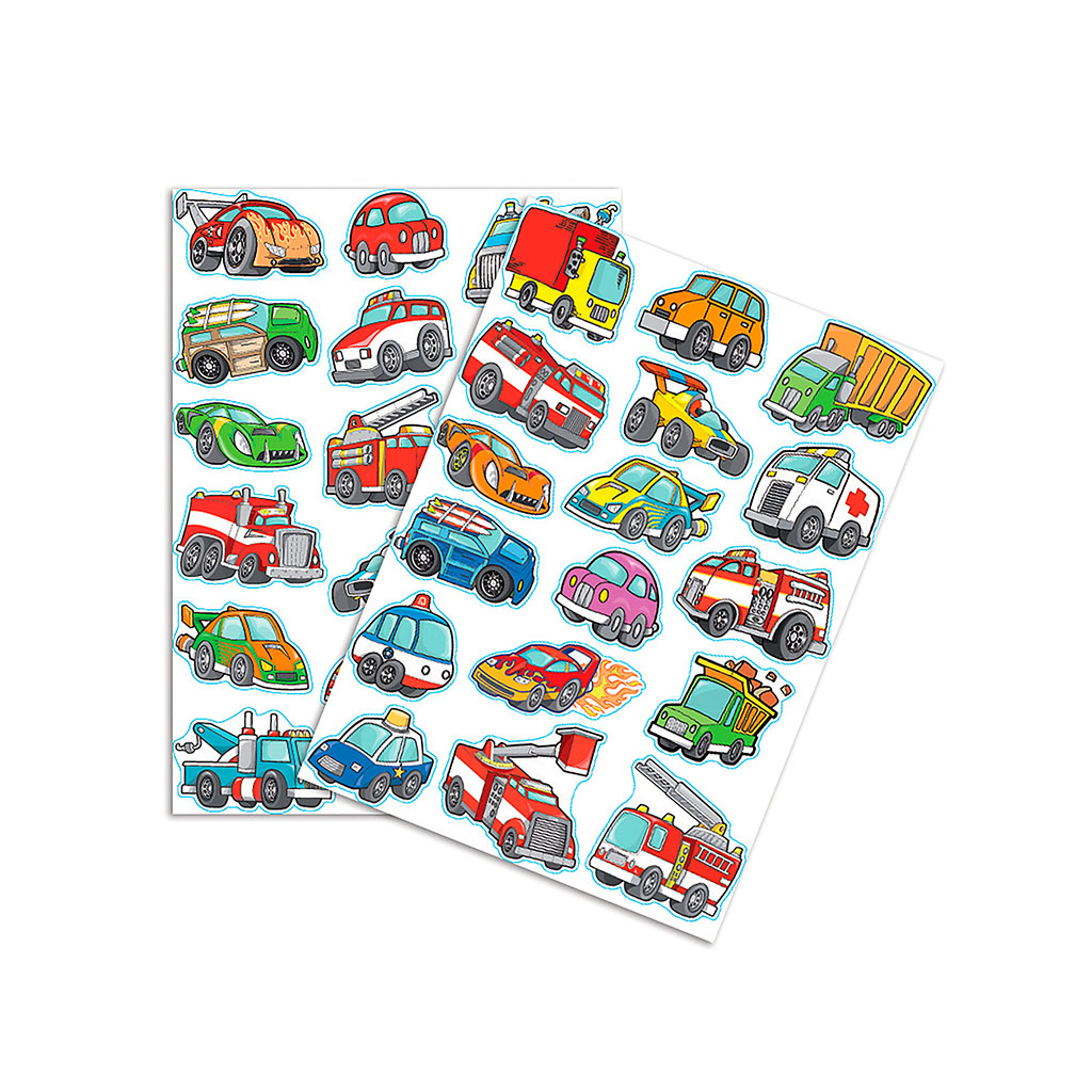 Planche de gommettes voiture et camions 16.5x30cm