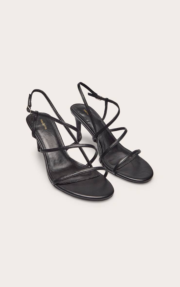 Noir Sandale À Talon Bout Rond À Brides Imprimé Synthétique Marron