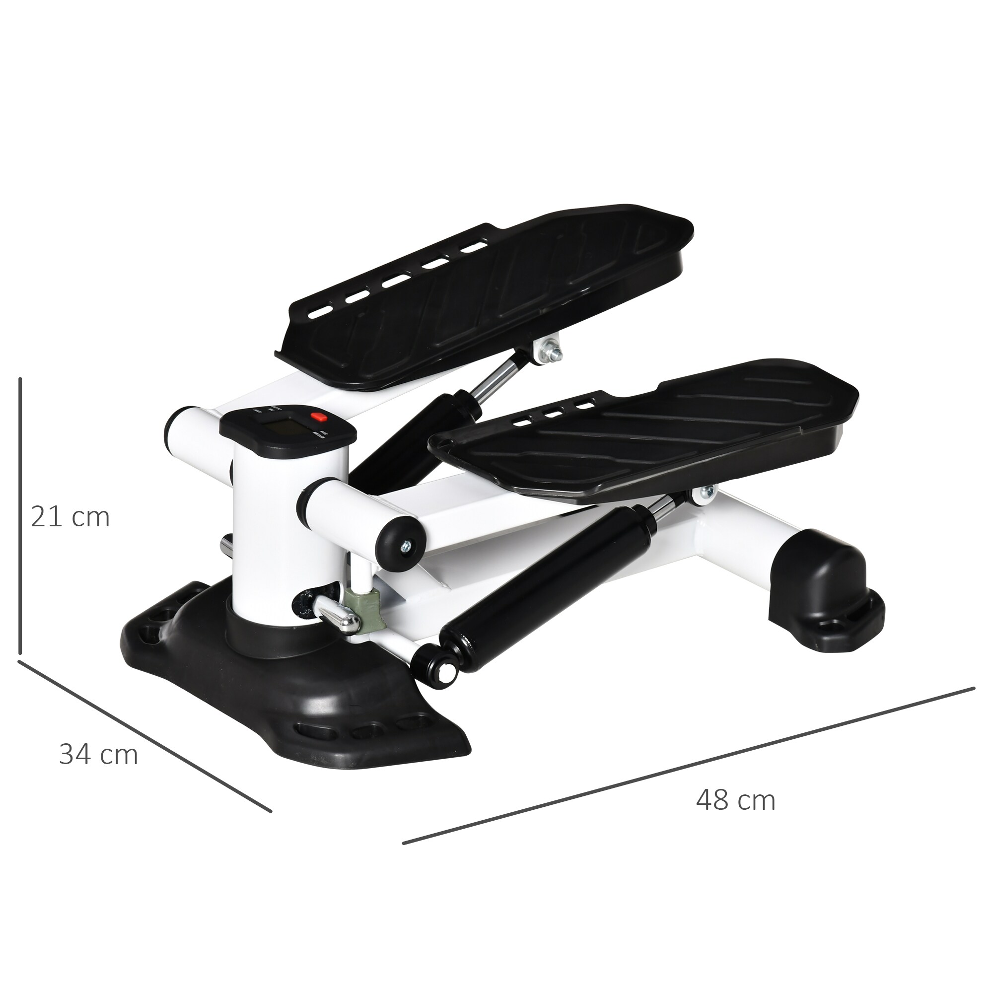 HOMCOM Mini Stepper mit LCD-Bildschirm und Pedalen schwarz, weiß 48L x 34B x 21H cm