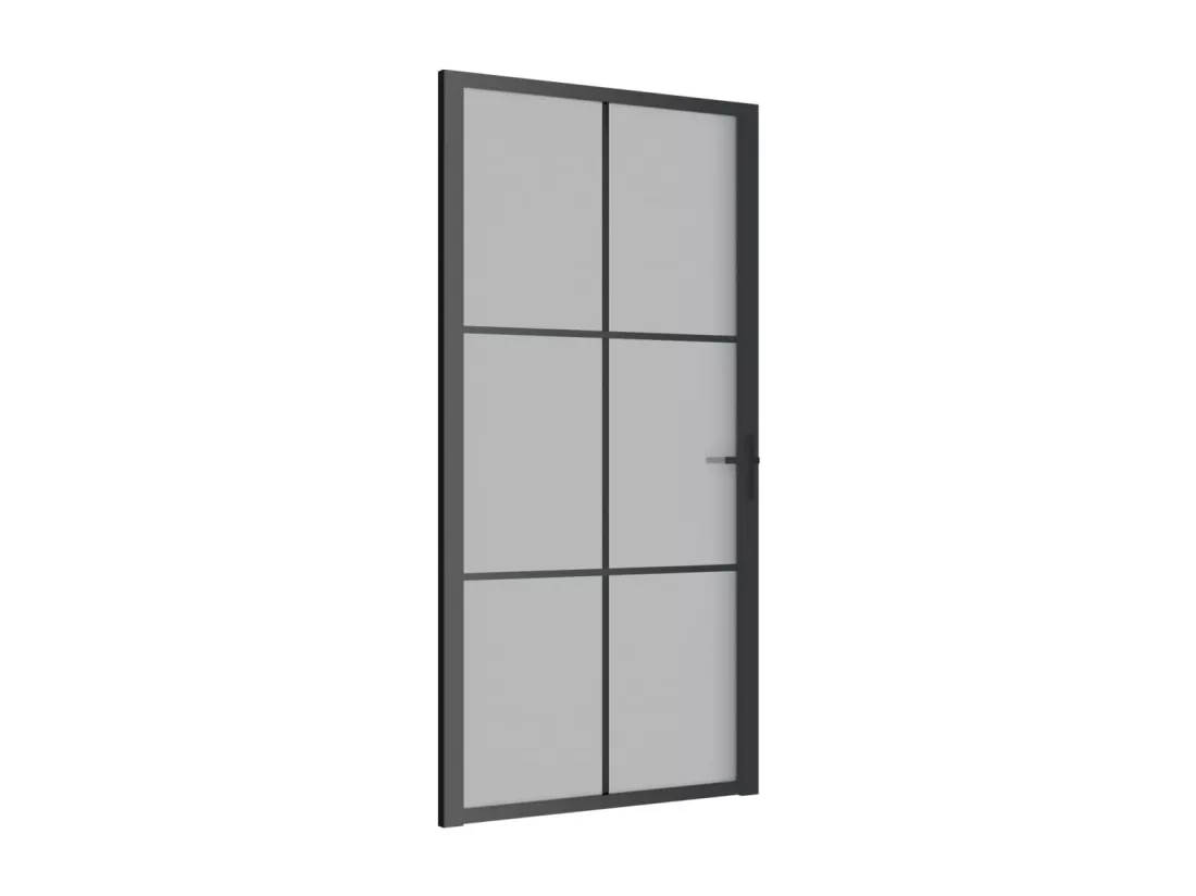 Porte intérieure 102,5x201,5 cm Noir Verre mat et aluminium