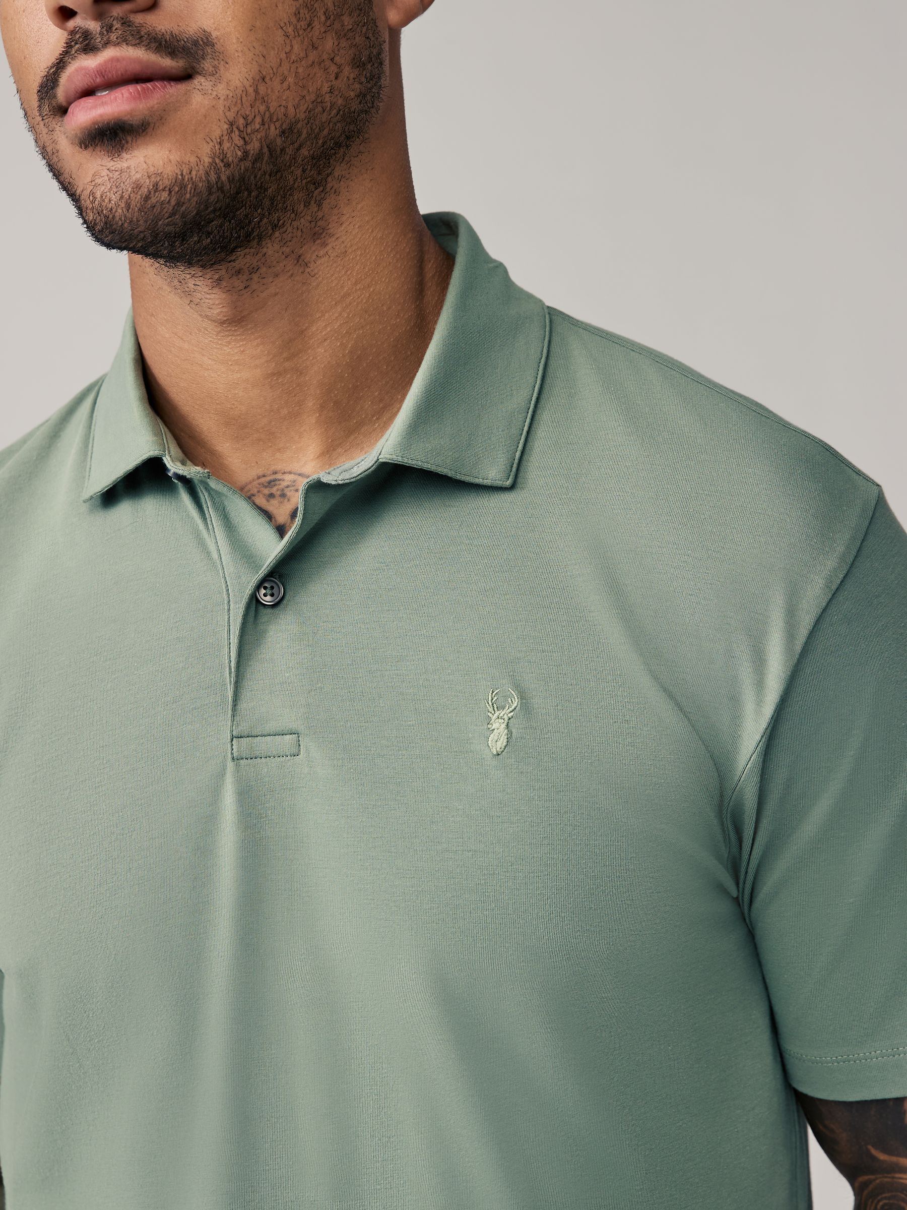 Marineblauw/zwart/grijs/wit/saliegroen - Slim Fit - Set van 5 jersey poloshirts met korte mouwen