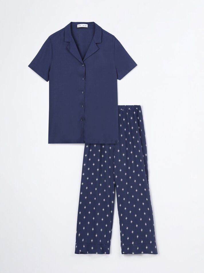 Conjunto de pijama estampado - Azul-marinho
