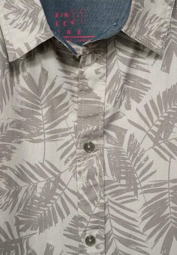 Kurzarmhemd mit Print - putty beige