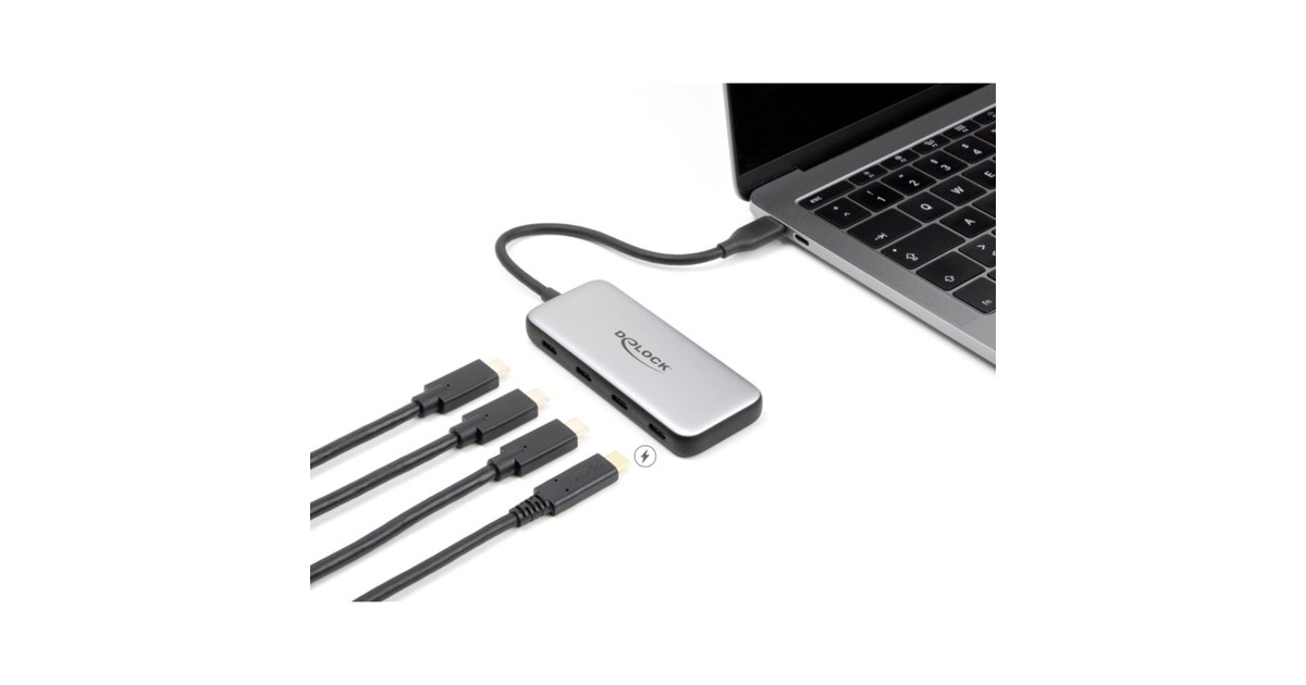 DeLOCK4-Port USB-C + PD 85 Watt usb-hub  (Grijs)