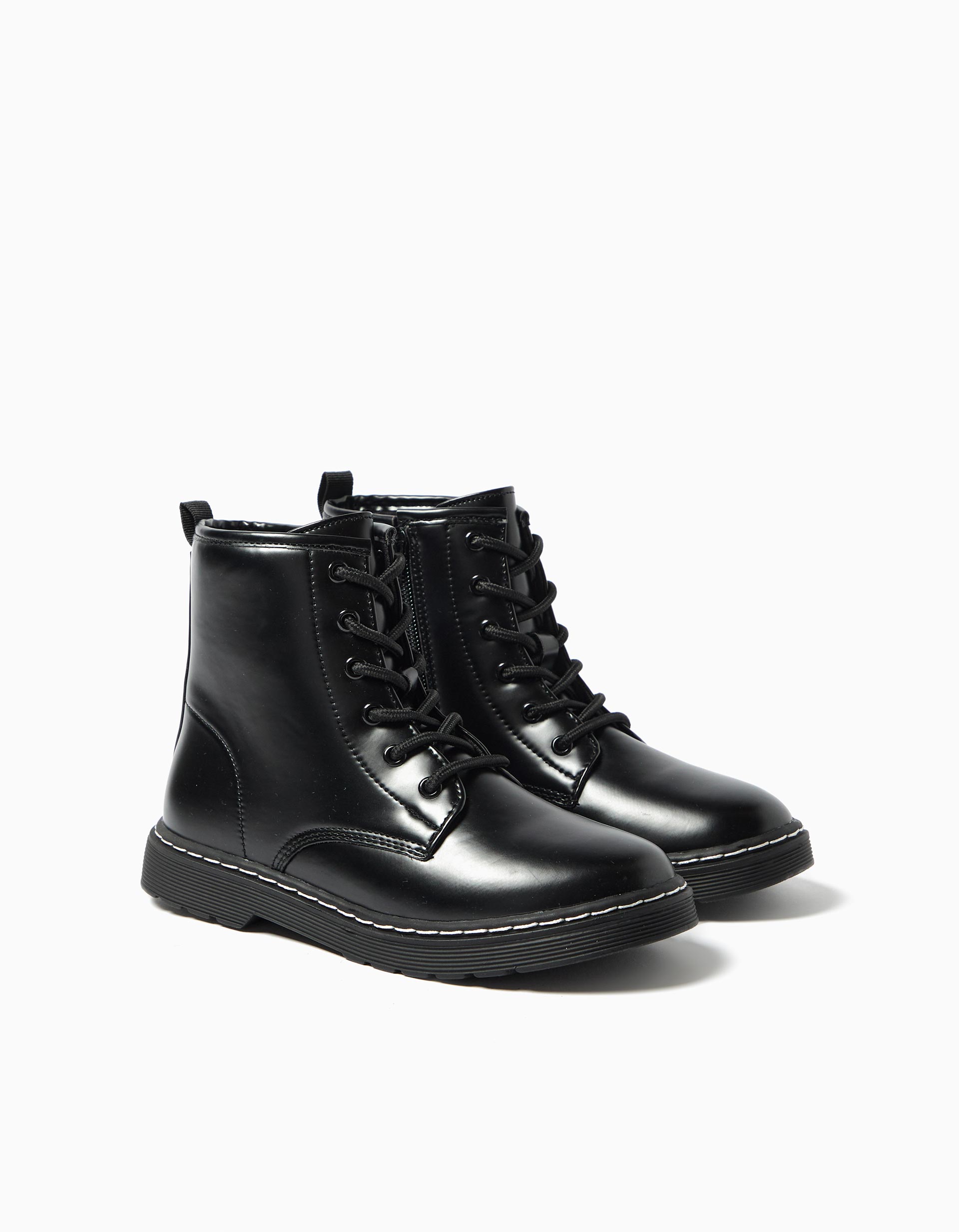 Botas Estilo Militar, Menina, Preto