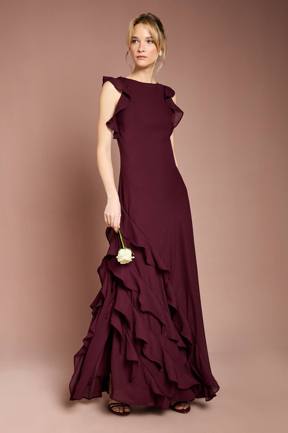 Coast Robe Longue de Demoiselle d'Honneur Coast Honoured en Georgette à Volants