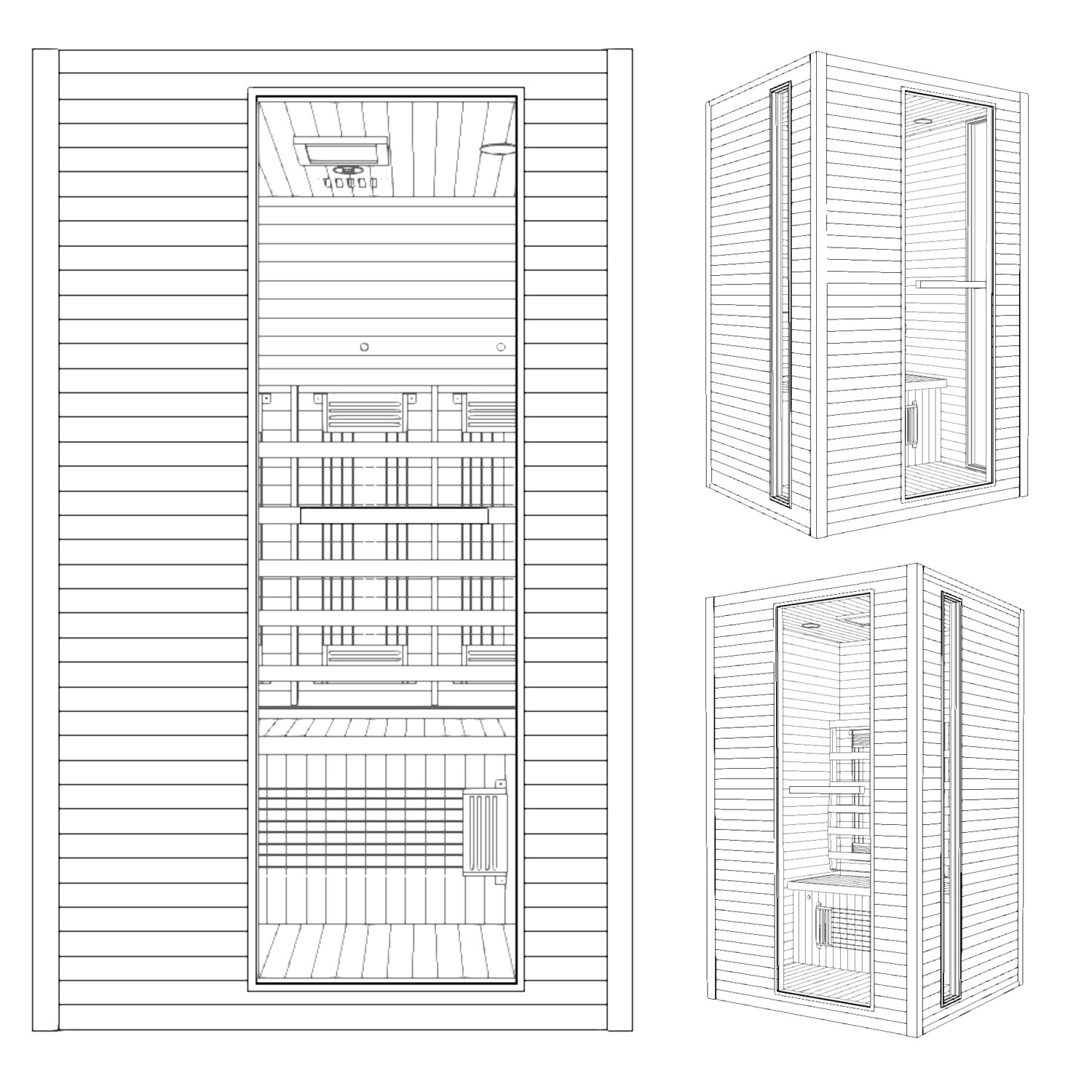 Dewello® Infrarotkabine Infrarotsauna CALGARY 115cm x 105cm inkl. 5 Vollspektrumstrahler, Farblichttherapie, LED