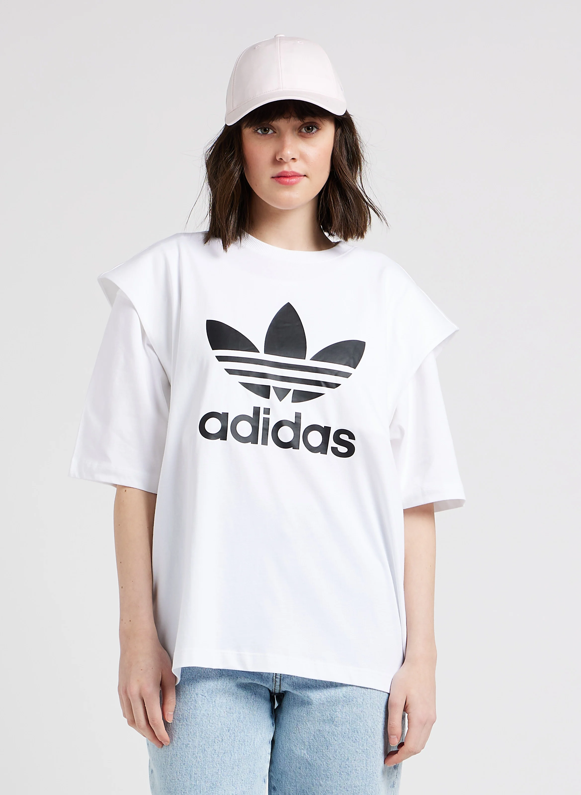 Tee-shirt col rond logo sérigraphié en coton| Blanc
