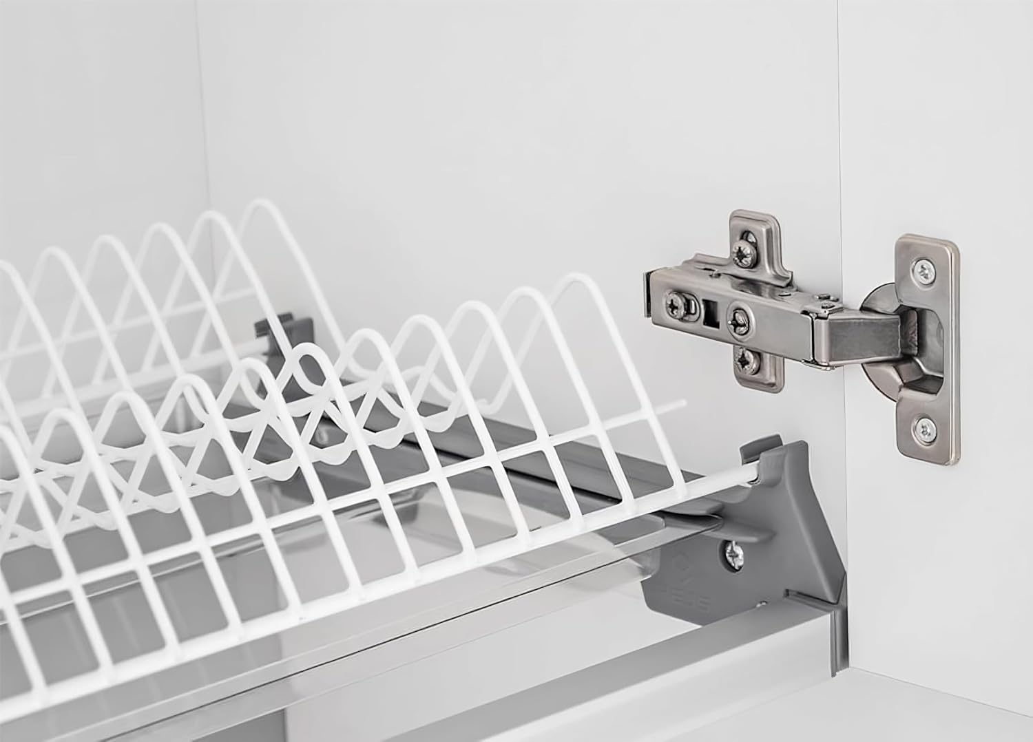 Moderne Küchenzeile ohne Elektrogeräte in Grau Hochglanz - Einbauküche mit viel Stauraum - Erweiterbares 2,4-m-Set inkl. Arbeitsplatten in Weiß - 240 x 82 x 46 cm (B/H/T)