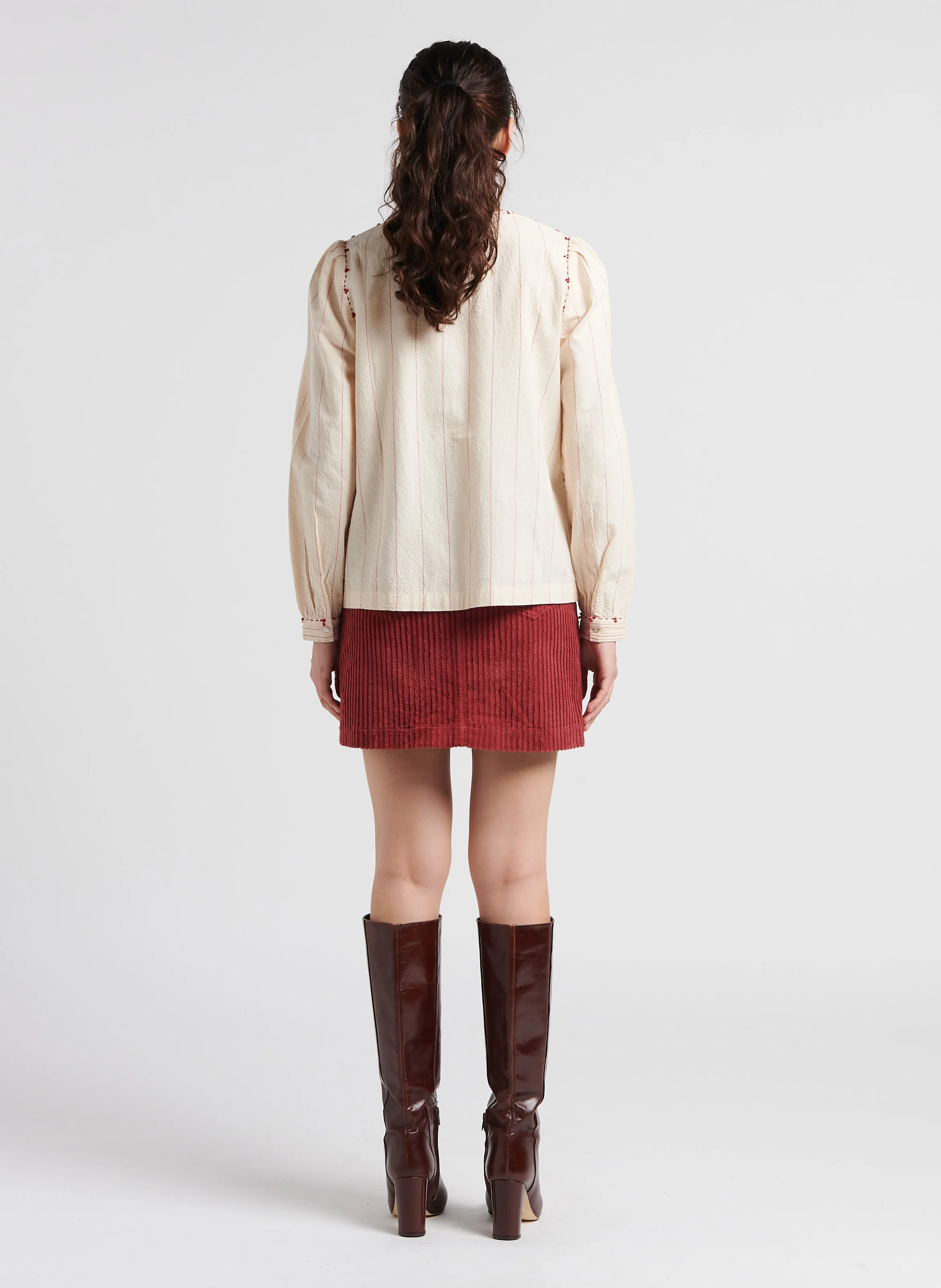 CRAQ - Chemisier col rond rayé en coton bio| Blanc