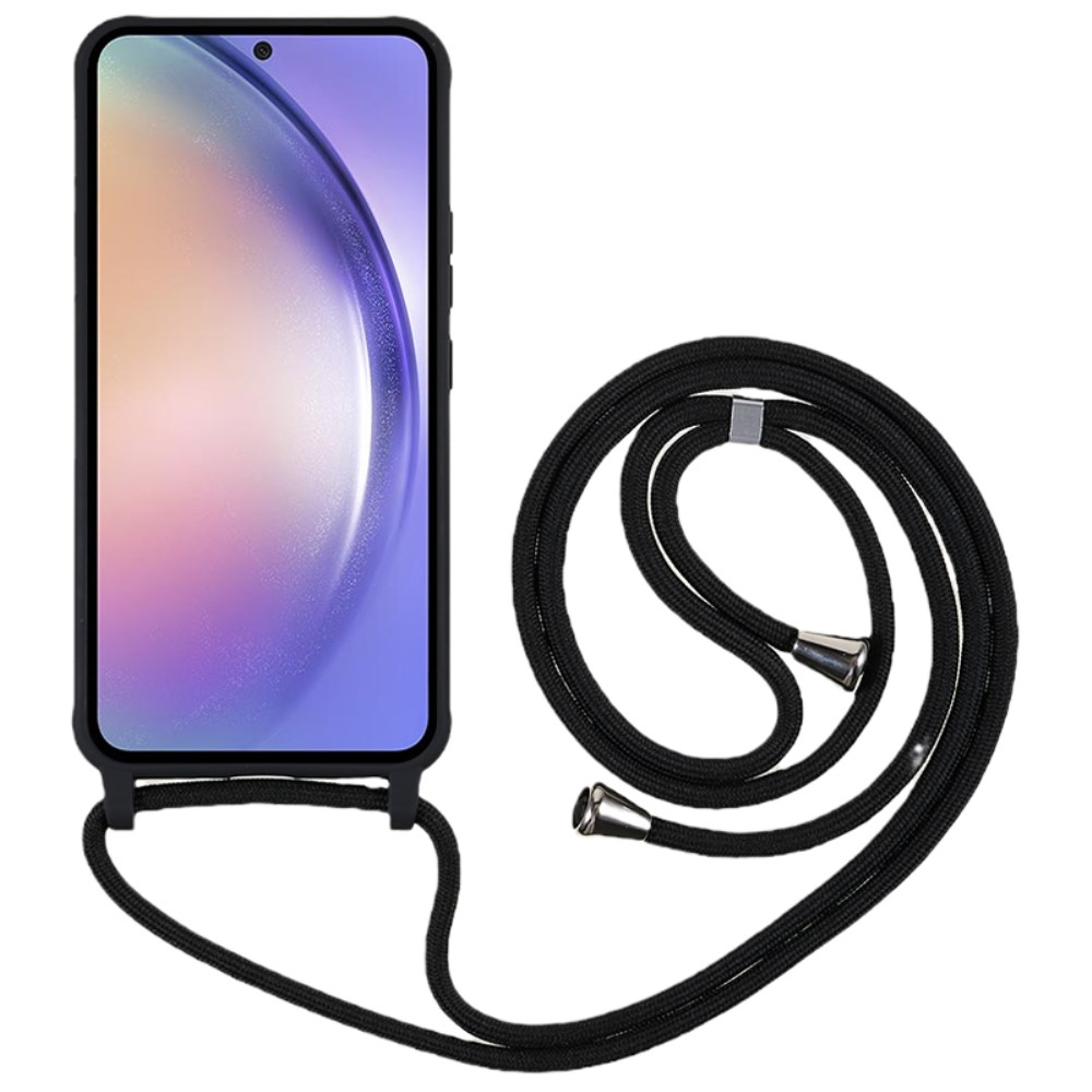 Samsung Galaxy A35 Necklace Gummi Case Hülle   Handykette (150cm) - Schwarz