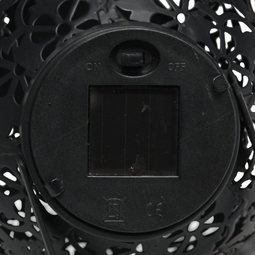 Lanterne solaire en métal ajouré noir