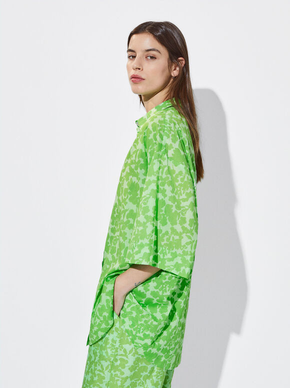 Camisa estruturada estampada - Verde