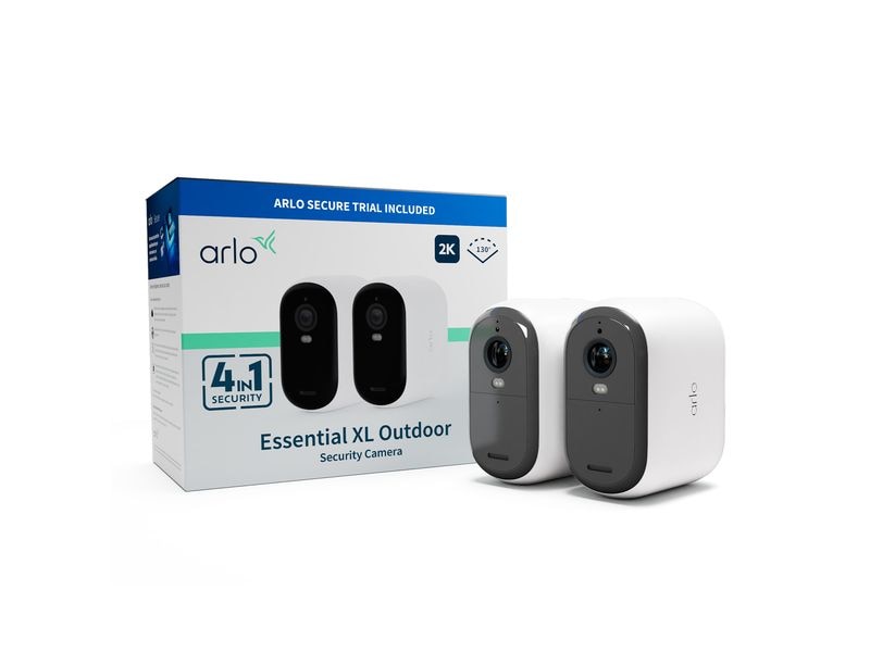 Arlo Essential2 XL Outdoor 2K Weiss, 2er Set All Ihre Sicherheitsbedürfnisse. Eine leicht zu installierende 2K-Kamera