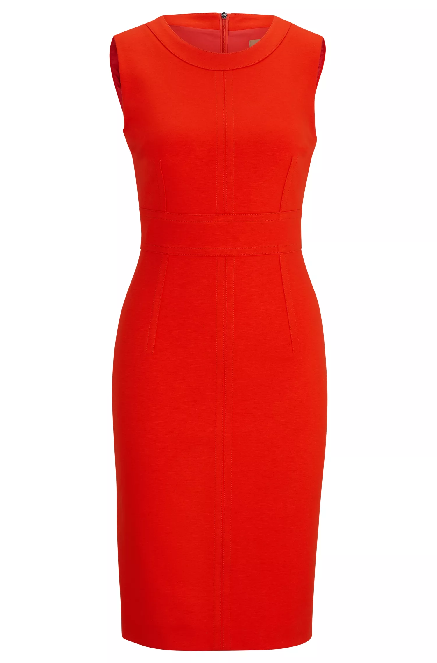 Vestido preto de alfaiataria BOSS com fenda frontal.
