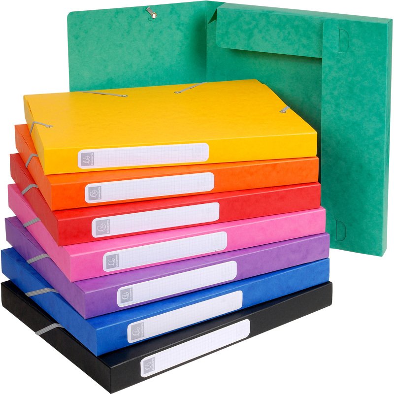 Chemise box carte Cartobox Exacompta 24 x 32 cm dos 2,5 cm couleurs assorties