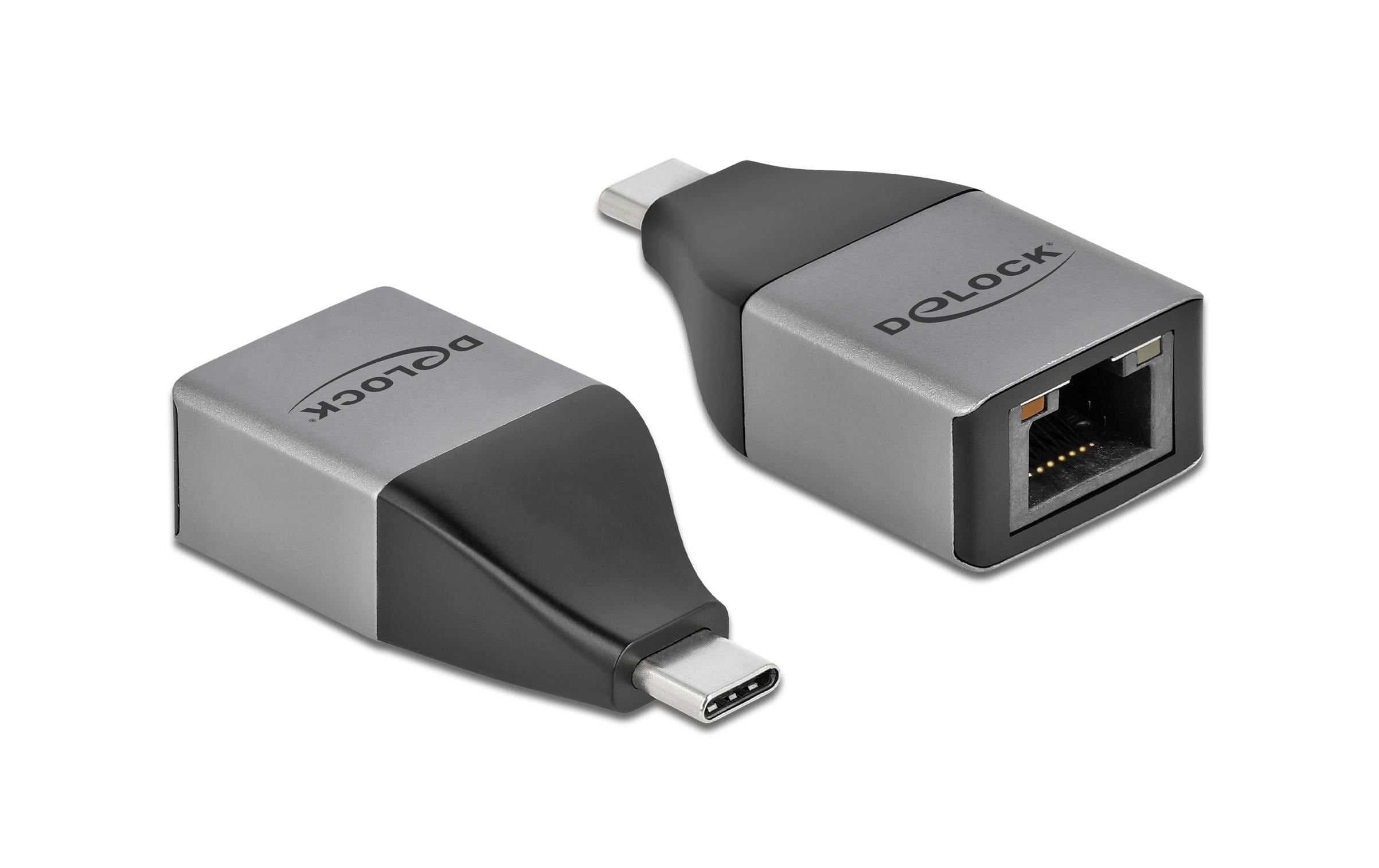 Netzwerk-Adapter USB Typ-C - RJ45 10/100/1000 MbpsDelock USB Type-C Adapter zu Gigabit LAN 10/100/1000 Mbps – kompaktes Design