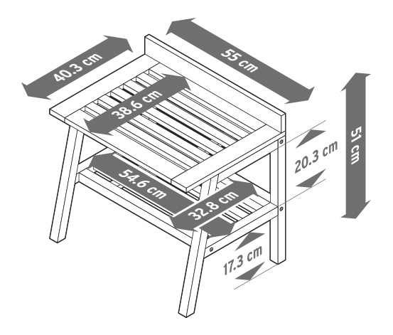 Hocker mit breiten Ablageflächen