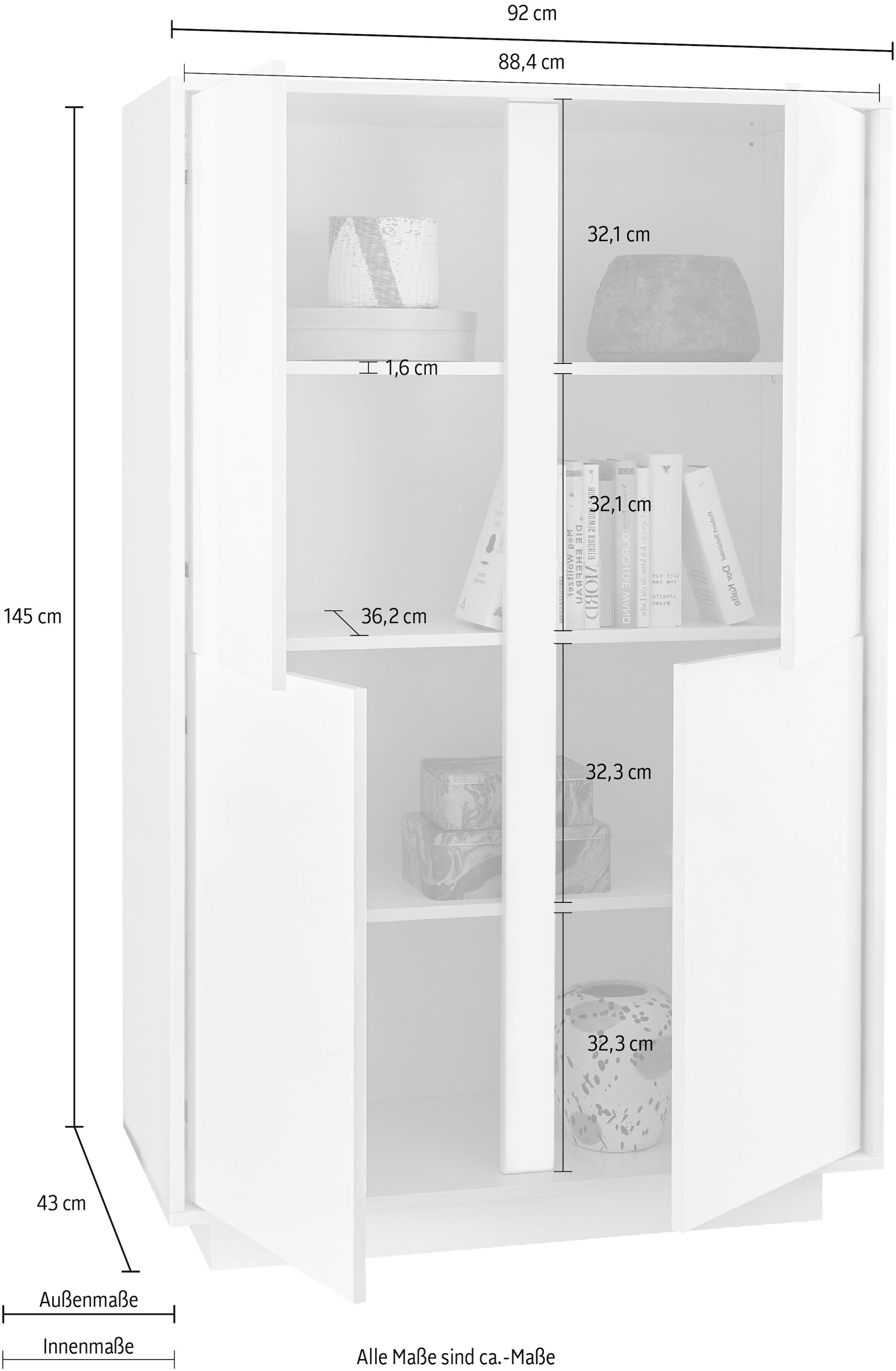 INOSIGN Highboard »Ice« grifflos