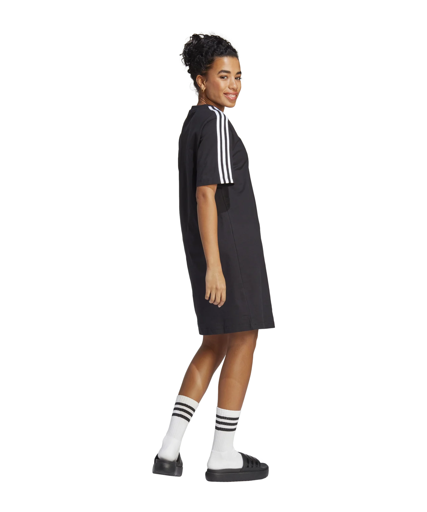adidas Essentials 3-Stripes T-Shirt Damen Schwarz Boyfriend Tee D Black
