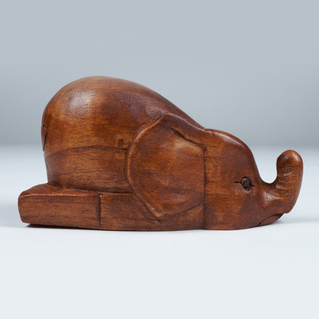 Handgeschnitzter Holzelefant, B 15 cm, H 9 cm, L 9 cm von fischer's lagerhaus