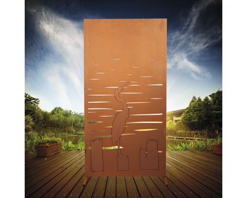 Privacyscherm met kraanontwerp, 95 x 185 cm, roest