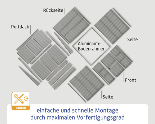 Hörmann EcoStar Elegant-P Type 2 tuinhuis, RAL9007, dubbele deur, 247,9 x 283,4 cm, grijs
