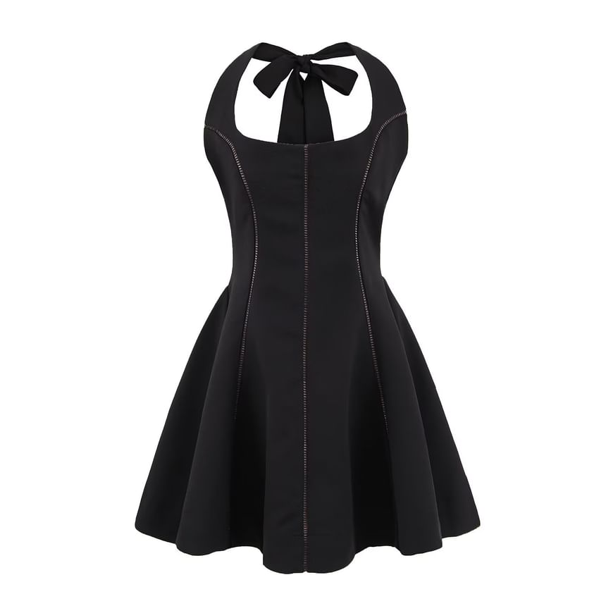 Trisica - Mouwloze, vierkante hals, effen, slim-fit mini-A-lijnjurk