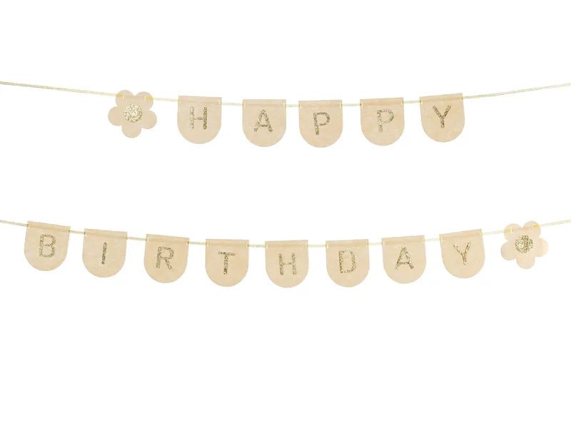 Happy Birthday Letterslinger Goud Roze 3m