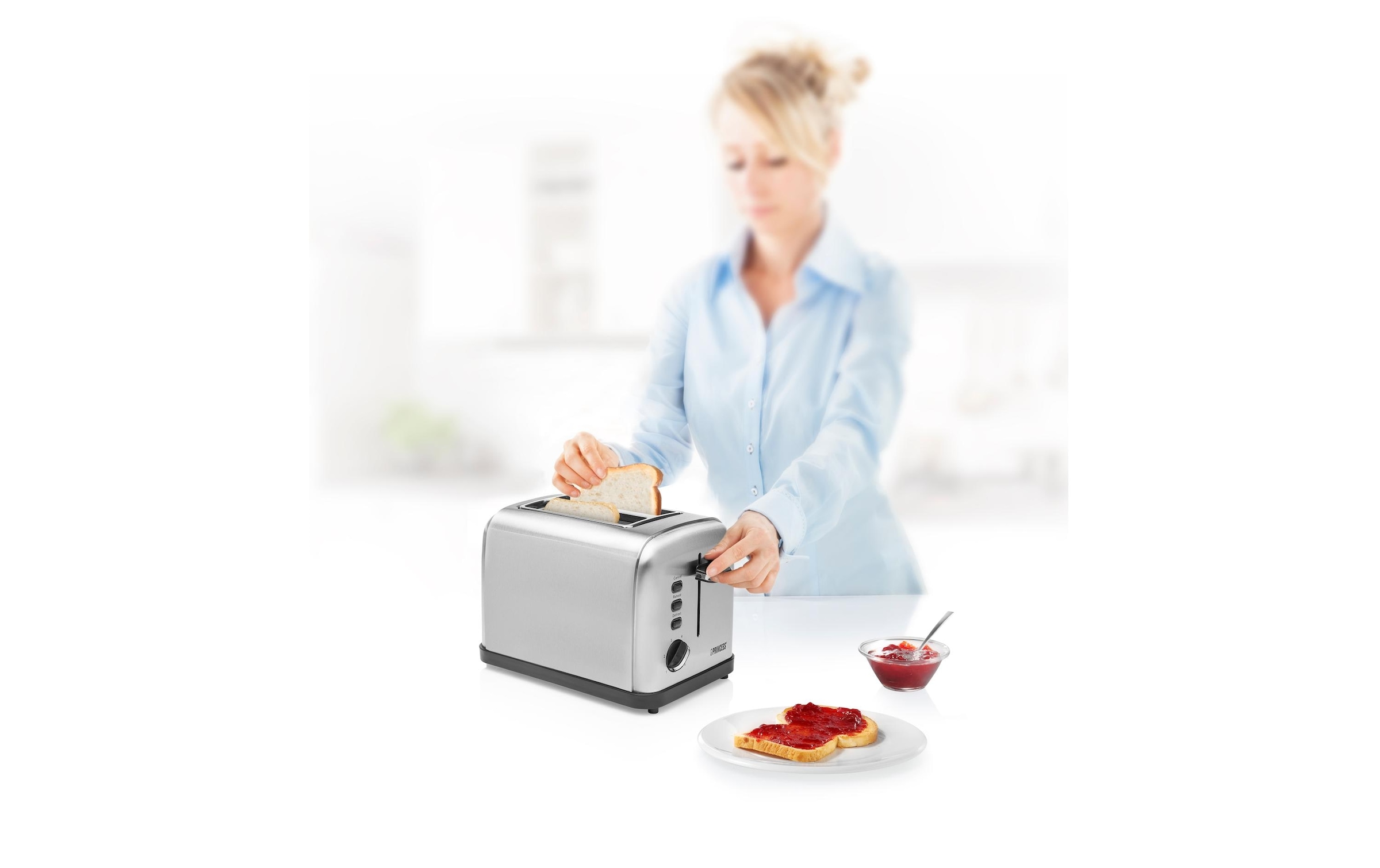 PRINCESS Toaster »Style 2 Silber« 2 kurze Schlitze für 2 Scheiben 850 W