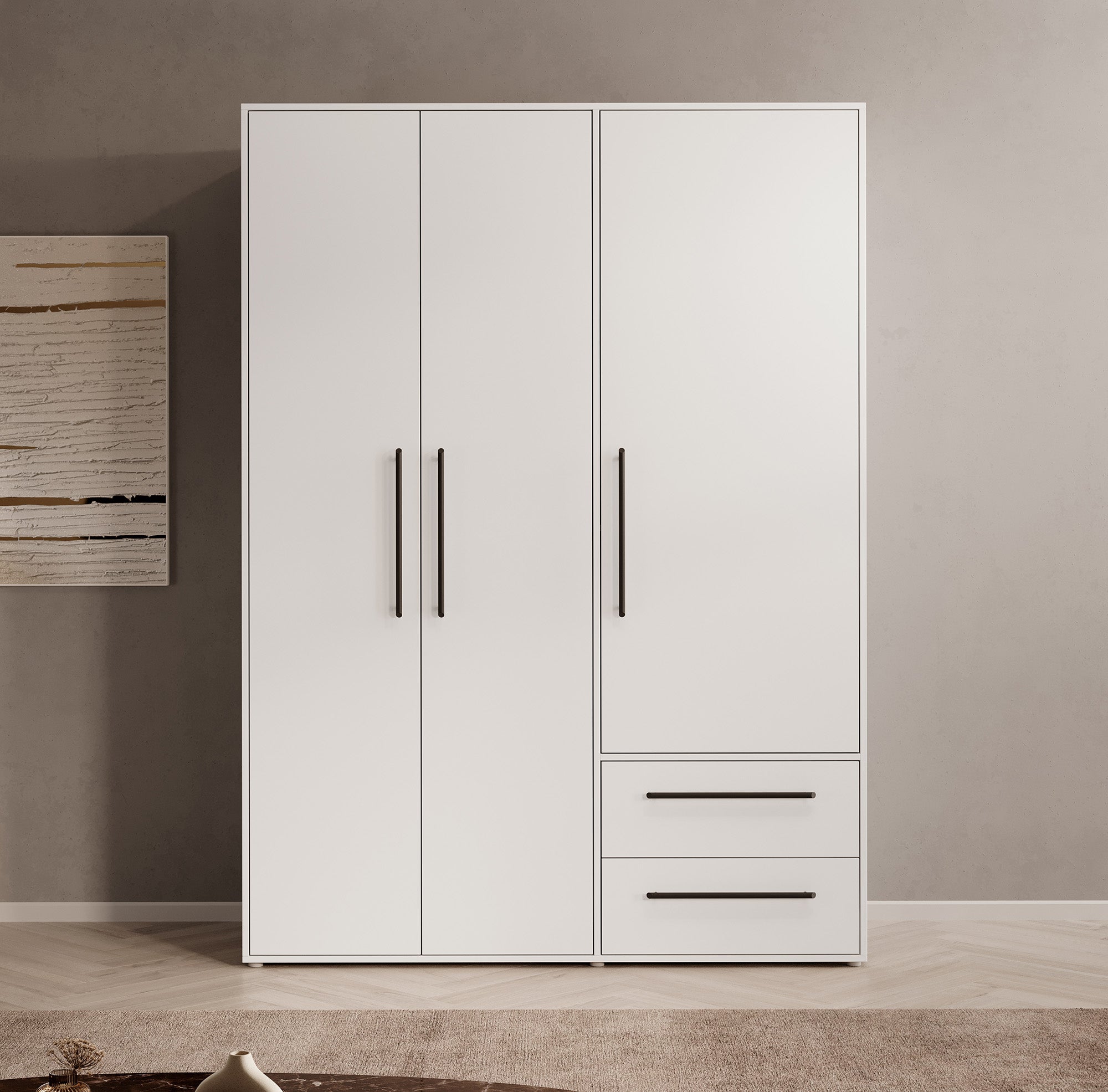 Meubella - Kledingkast Mayen - Wit - 145 cm
