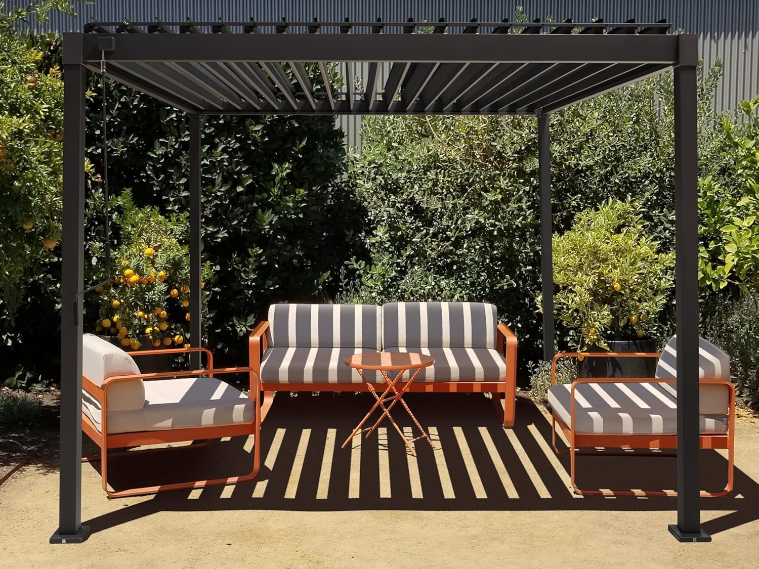 MIRADOR Pergola 80 Solid 3x4 m Stahl Anthrazit verstellbares Lamellendach Garten Terasse Pergola Winterfest Stabil Pavillion