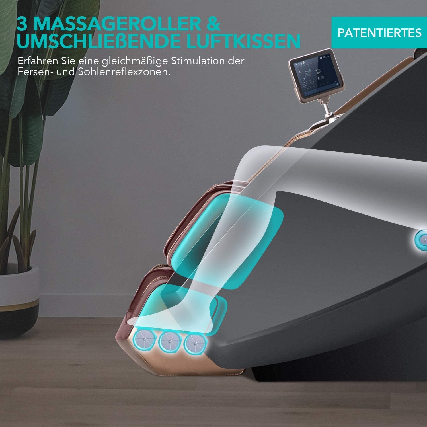 NAIPOMassagesessel mit Aufbauservice Shiatsu Massage Stuhl Zero Gravity für Ganzkörper, mit Heizung, SL Track, Klopfen, Kneten, Luft-Massage-System, Bluetooth 3D Surround Sound Musik - MGC-8900WG