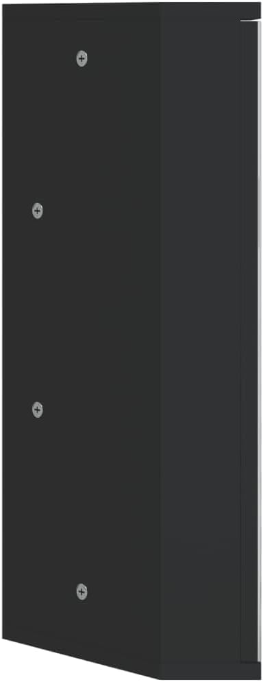vidaXL Eck Spiegelschrank, Badschrank mit Spiegel, Hängeschrank Badezimmerschrank mit 2 Ablagen, Wandschrank Badmöbel Badspiegel, Schwarz