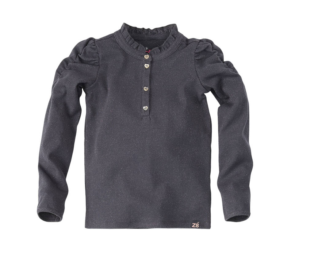 Z8 longsleeve Ymke met ruches en glittersdonkerblauw