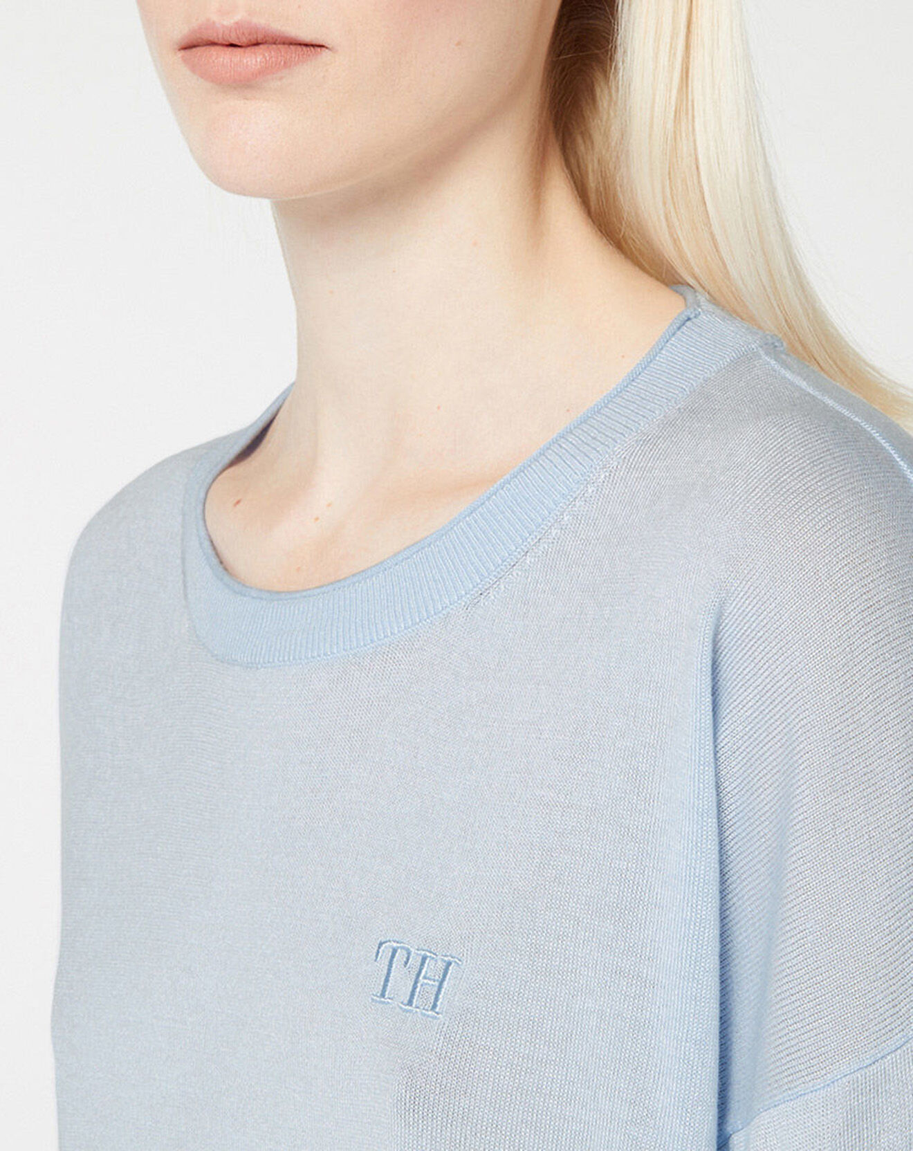Tommy Hilfiger Pull en Laine mélangée bleu clair