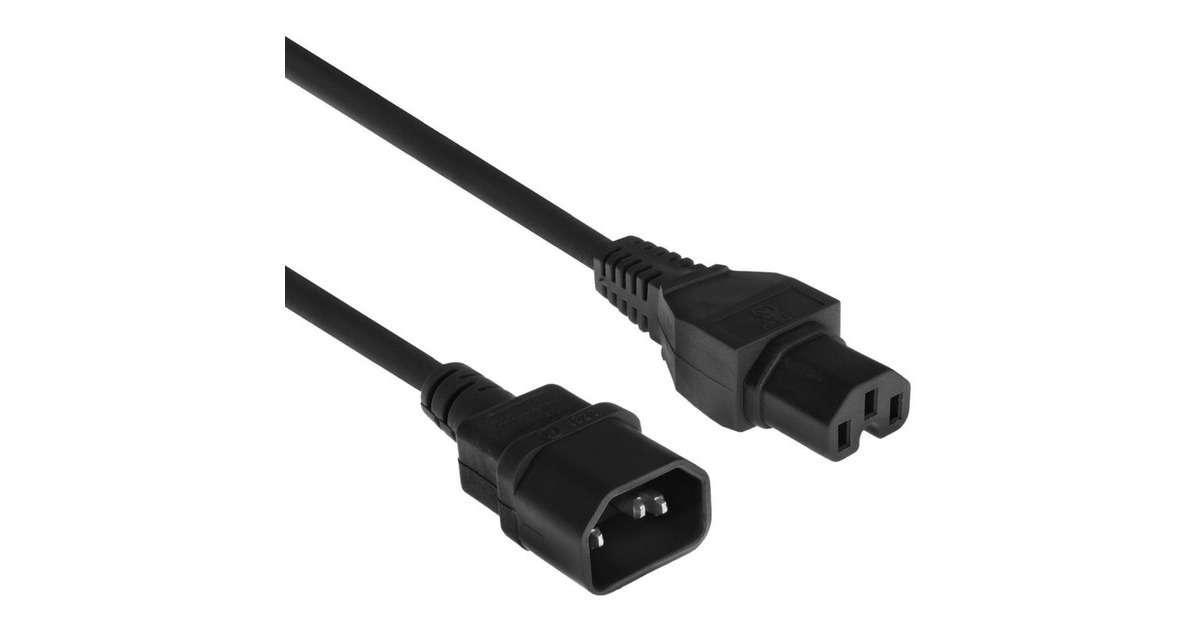 ACT ConnectivityNetsnoer C14 - C15 zwart 2 m kabel  (Zwart)
