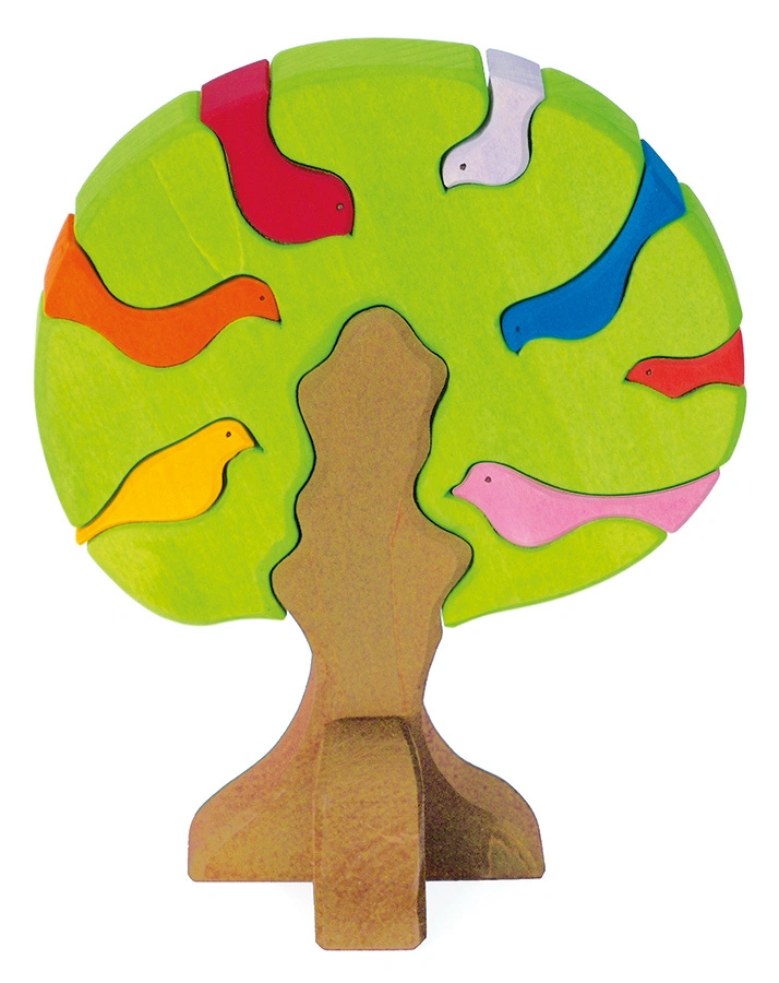 Steckspiel VOGELBAUM 9-teilig aus Holz