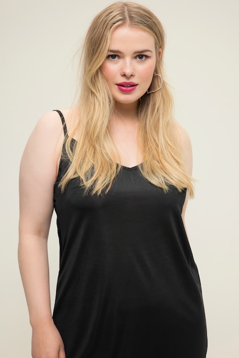Jersey-Unterkleid, Shaped Fit, V-Ausschnitt, Spaghetti-Träger