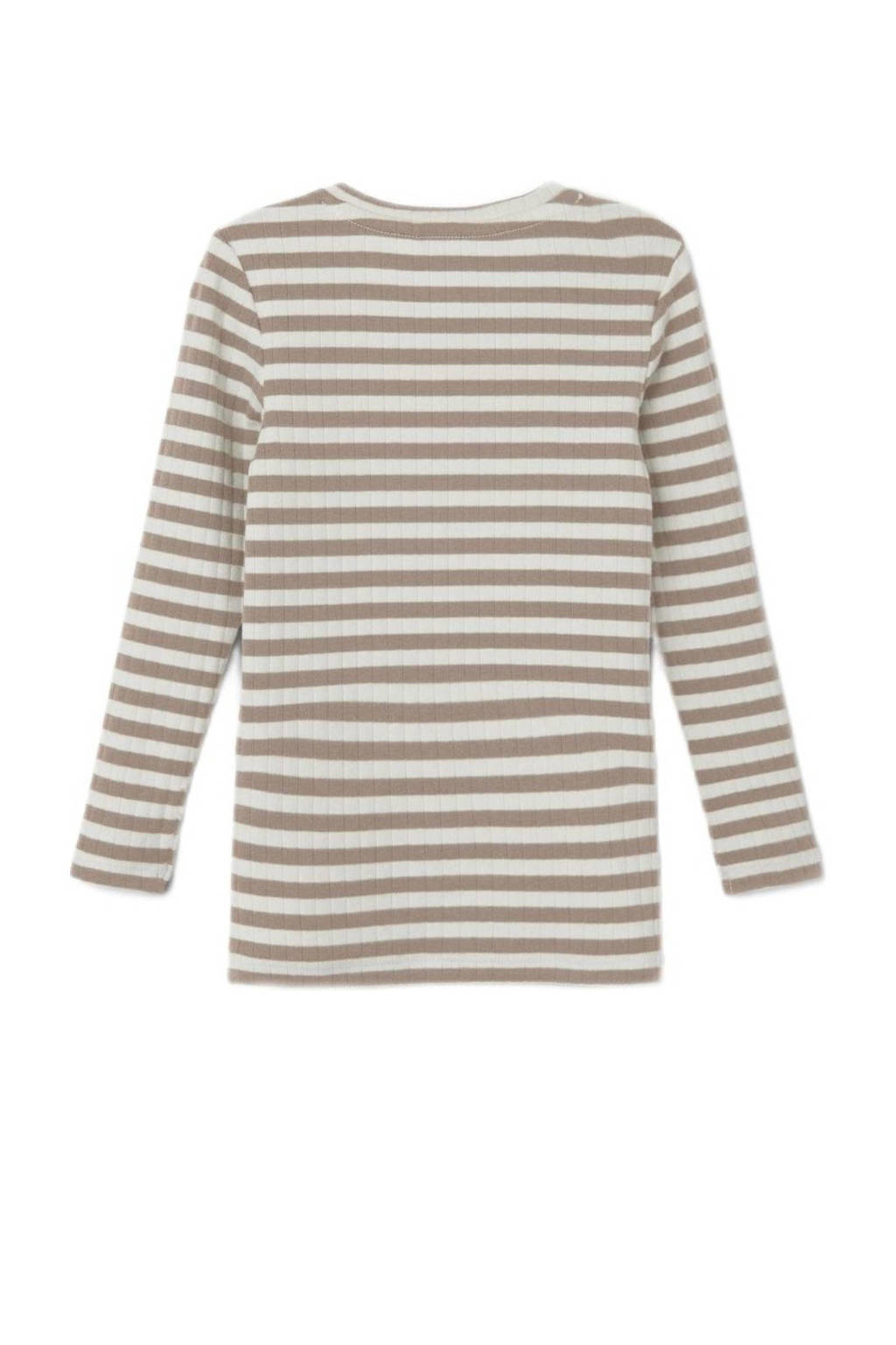 gestreepte longsleeve NMFSURAJA ecru/taupe