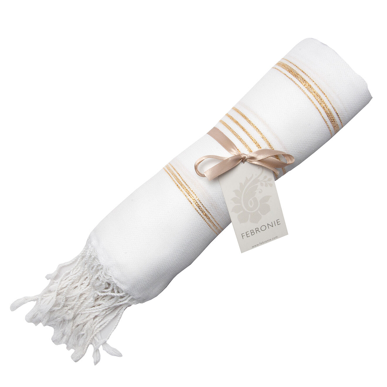 Febronie Fouta Lurex Mykonos blanc/doré - 100x200 cm